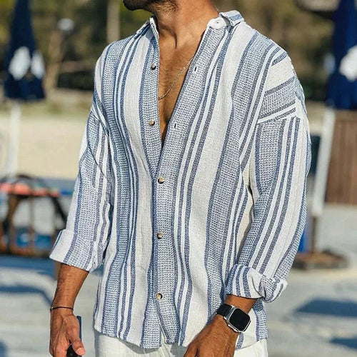 Gerben - Men's Modern Striped Long Sleeve Shirt