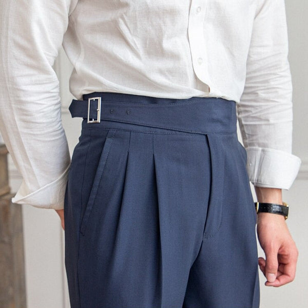 Men’s High-Waist Pleated Trousers