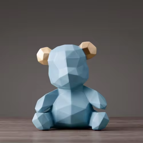 Variant image for GeoBear - Modern Geometric Resin Animal Figurine with Silver Accents-4