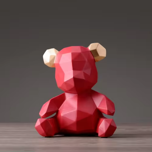 Variant image for GeoBear - Modern Geometric Resin Animal Figurine with Silver Accents-5