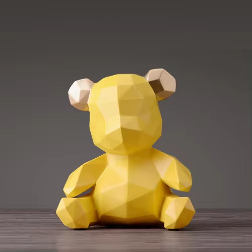 Variant image for GeoBear - Modern Geometric Resin Animal Figurine with Silver Accents-6
