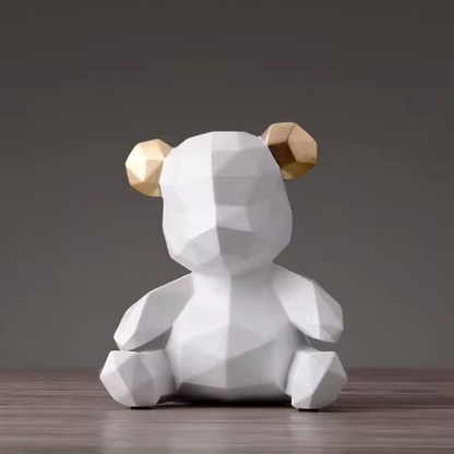 Variant image for GeoBear - Modern Geometric Resin Animal Figurine with Silver Accents-1