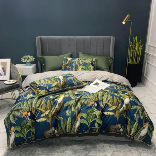Variant image for Tucano Green - 100% Egyptian Cotton Bedding Set with 500 Thread Count Duvet Cover-1