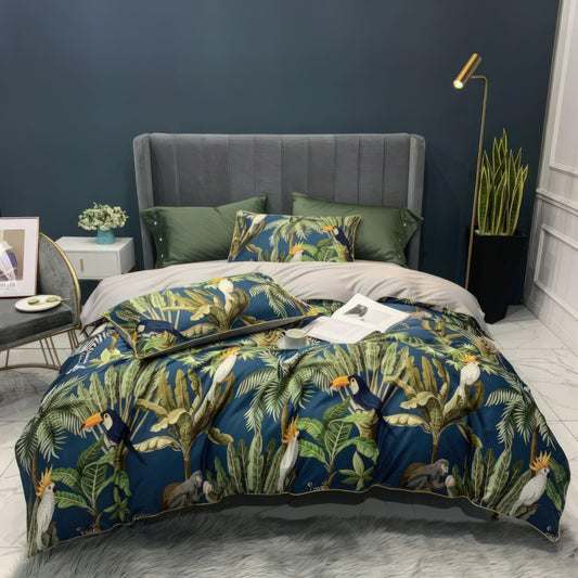 Variant image for Tucano Green - 100% Egyptian Cotton Bedding Set with 500 Thread Count Duvet Cover-1