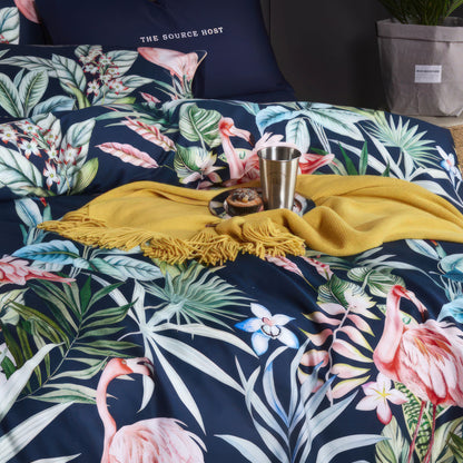 Tropical Bedding Set - Silky Egyptian Cotton Sheets with Flamingo Design-2