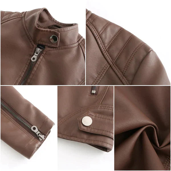 Elena – Fitted Faux Women's Leather Jacket