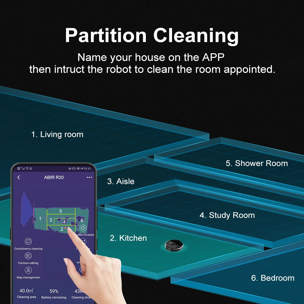 ABIR X8 Robot Vacuum Cleaner - 6500PA Suction, Laser Navigation, Smart Home Mop-5