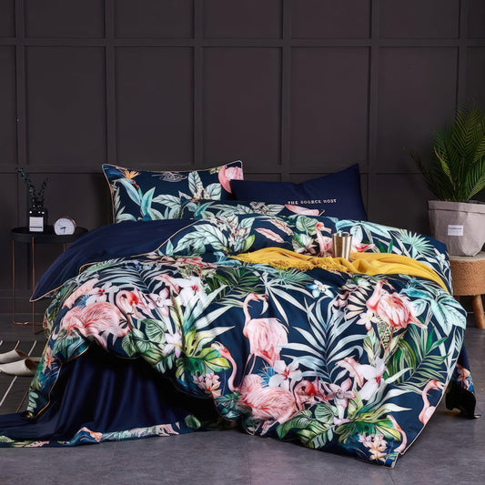 Variant image for Tropical Bedding Set - Silky Egyptian Cotton Sheets with Flamingo Design-1