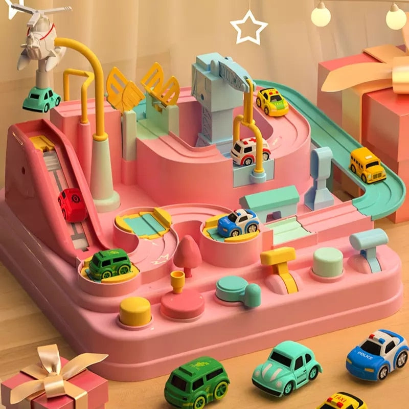 Interactive Car Race Track Toy Set with Mini Cars, 8 Scenarios, Educational-4