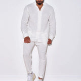 Elías - Men's Linen Set with Long Sleeves & Straight Pants for Comfort-5