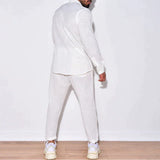 Elías - Men's Linen Set with Long Sleeves & Straight Pants for Comfort-4