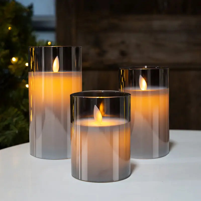 LumaGlow - Set of 3 LED Marble Effect Candles