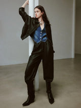 Sofia – Women's Faux Leather Wide-Leg Pants