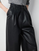 Sofia – Women's Faux Leather Wide-Leg Pants