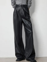 Sofia – Women's Faux Leather Wide-Leg Pants