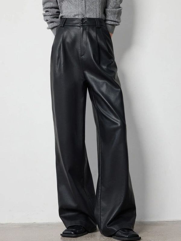 Sofia – Women's Faux Leather Wide-Leg Pants