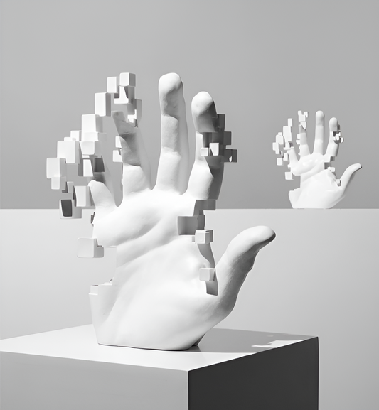 MosaicArt – Abstract Resin Hand Sculpture with Artistic Mosaic Design