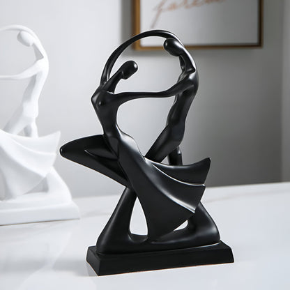 Variant image for Elegant Modern Dancing Sculpture - Black and White Resin Art Piece-1