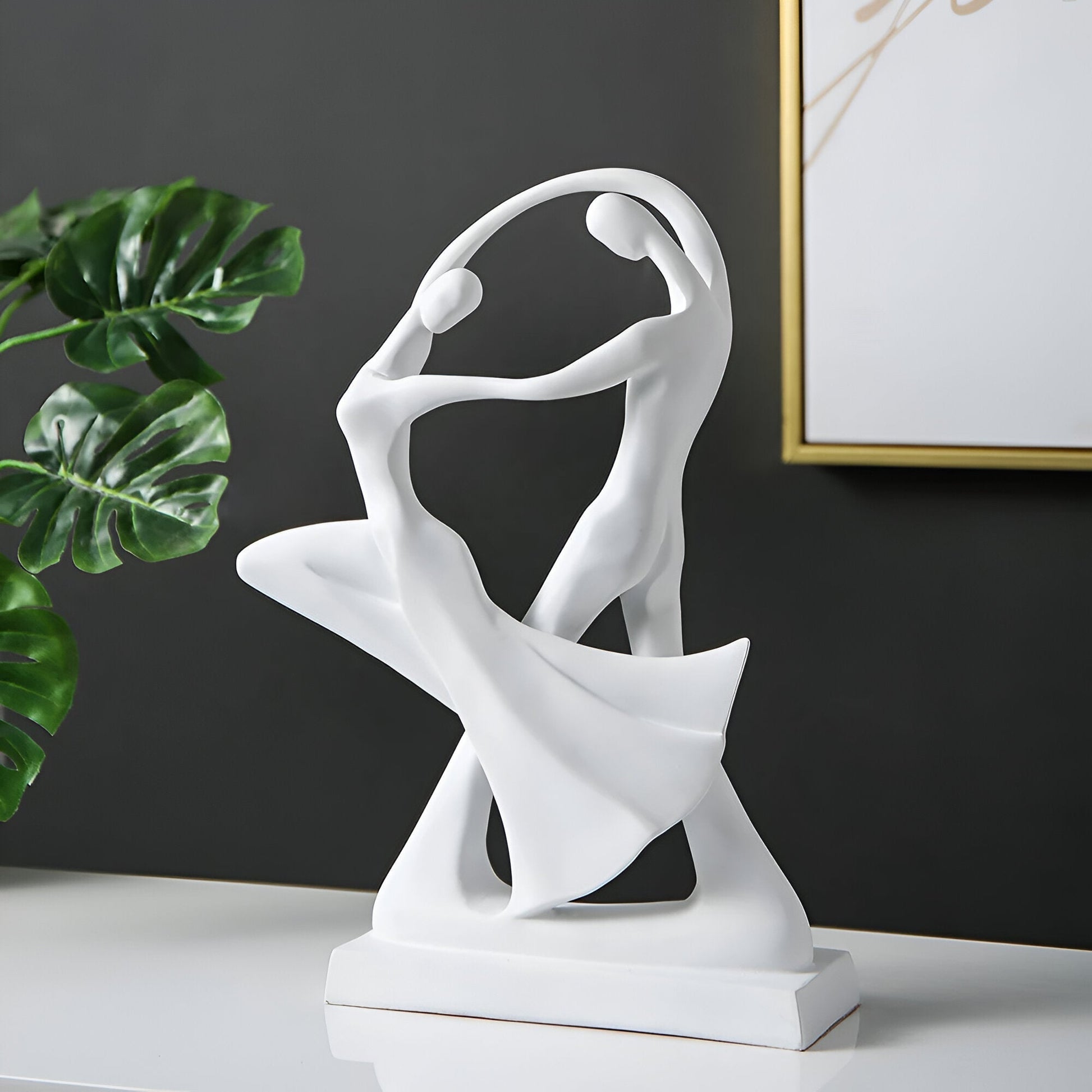 Variant image for Elegant Modern Dancing Sculpture - Black and White Resin Art Piece-2