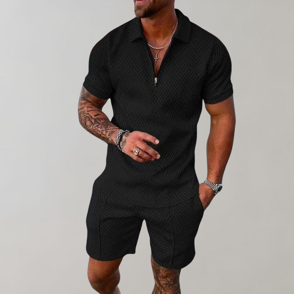 Variant image for Luca - Lightweight Casual Summer Outfit Set for Men, Breathable Polo & Shorts-1