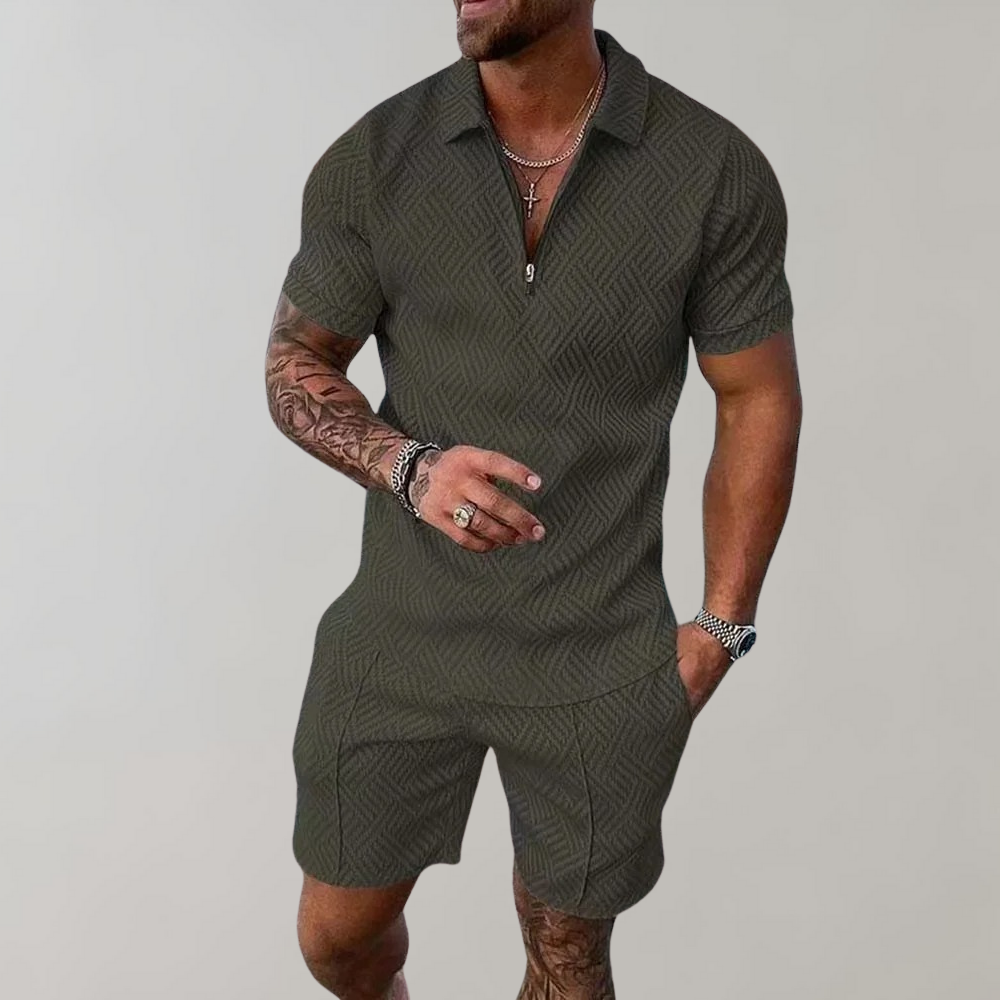 Variant image for Luca - Lightweight Casual Summer Outfit Set for Men, Breathable Polo & Shorts-7