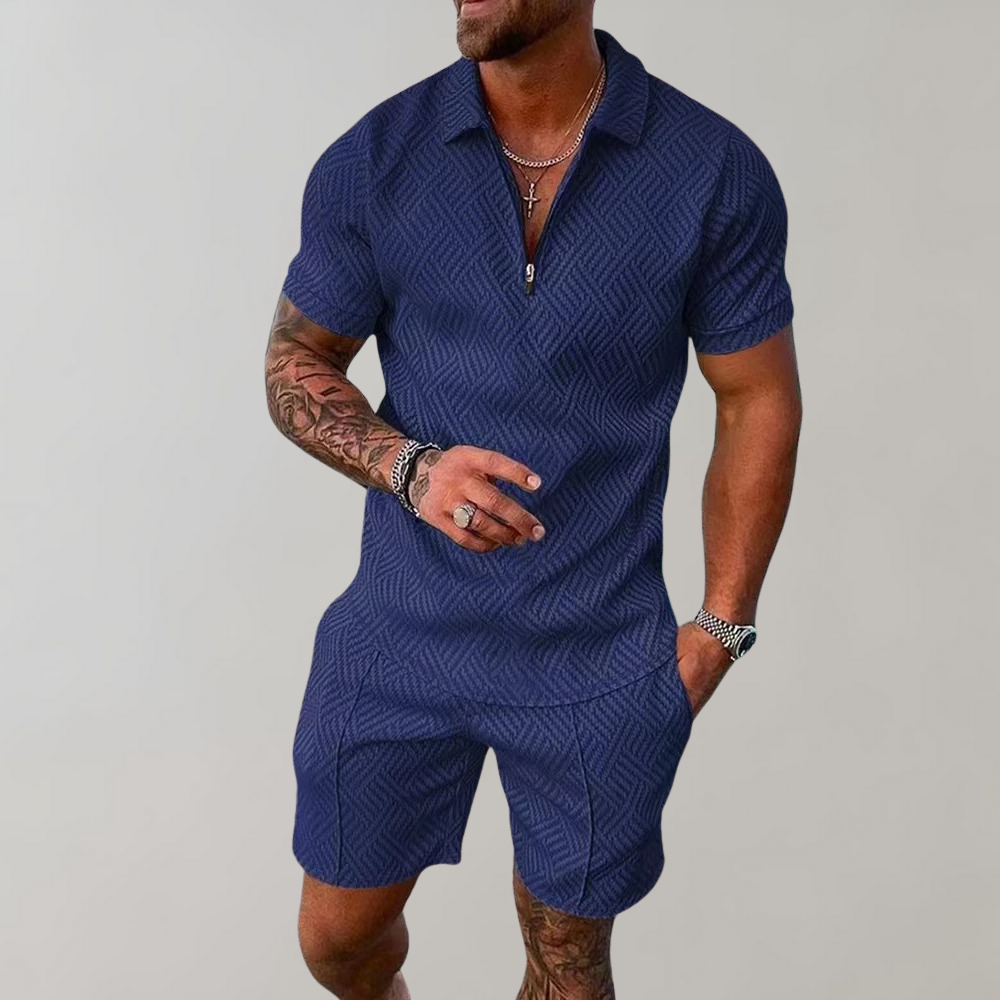 Variant image for Luca - Lightweight Casual Summer Outfit Set for Men, Breathable Polo & Shorts-19