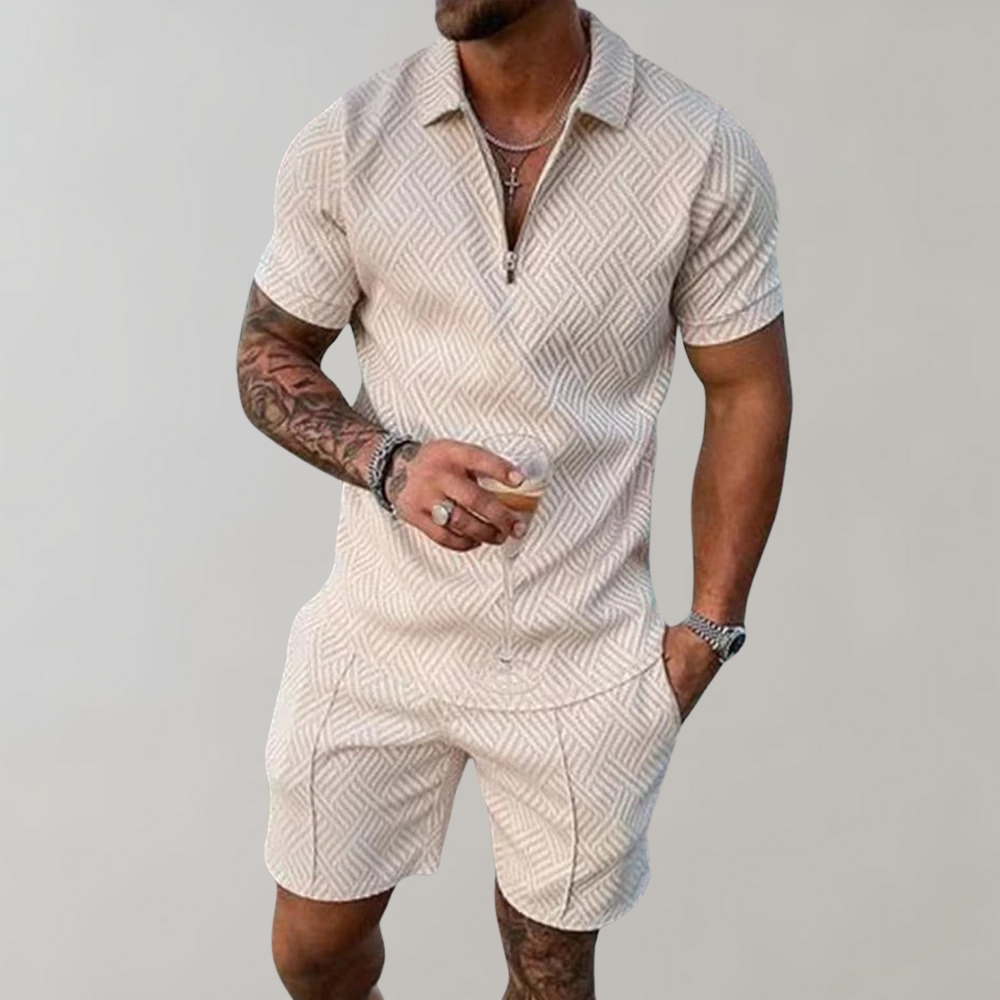Variant image for Luca - Lightweight Casual Summer Outfit Set for Men, Breathable Polo & Shorts-13