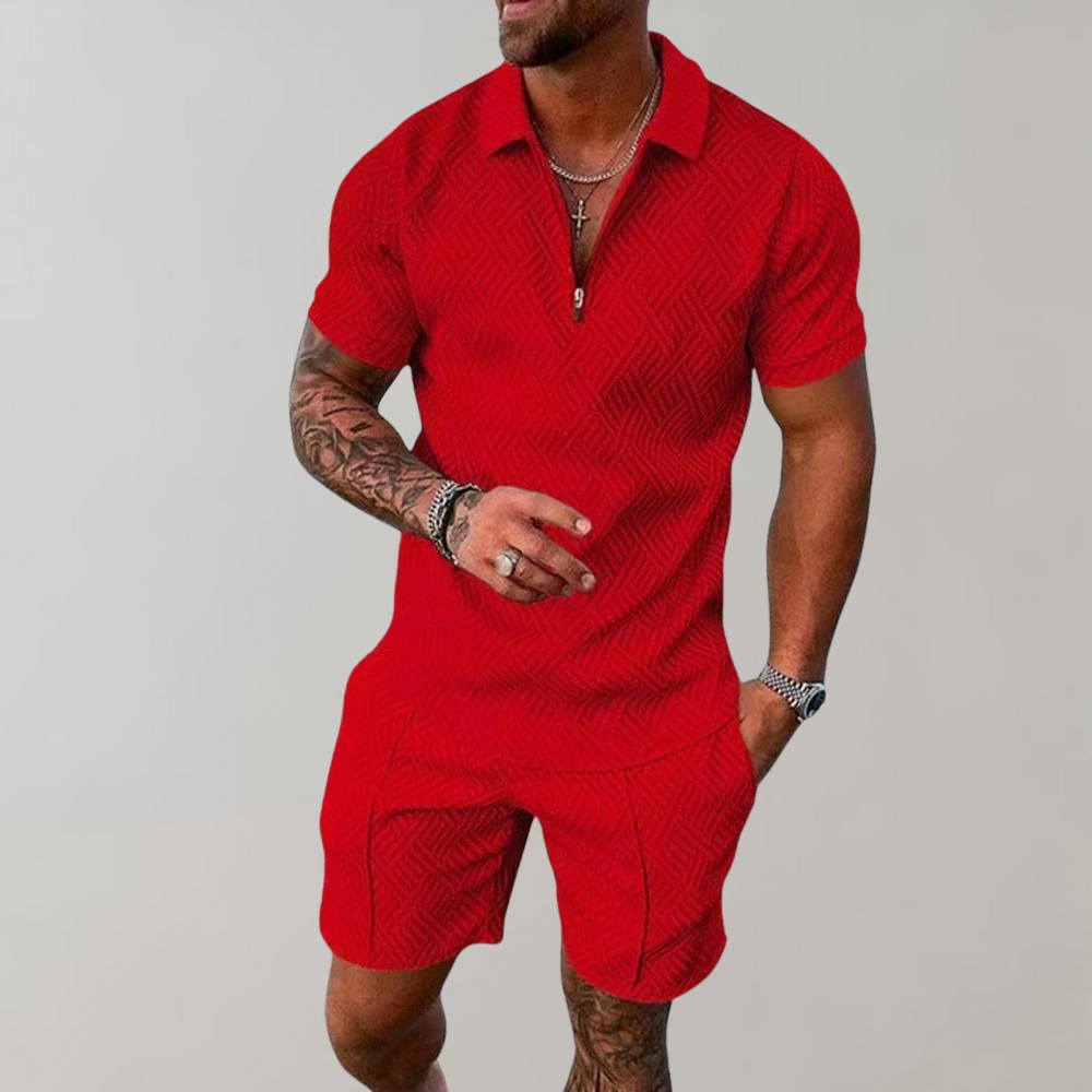 Variant image for Luca - Lightweight Casual Summer Outfit Set for Men, Breathable Polo & Shorts-25