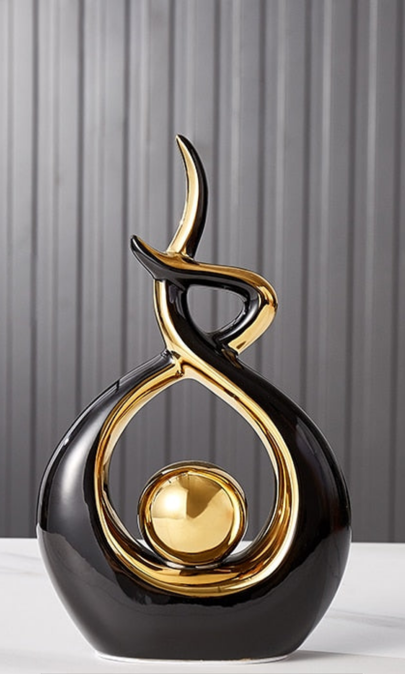 LuxeForm – Abstract Ceramic Sculpture with Gold Accents