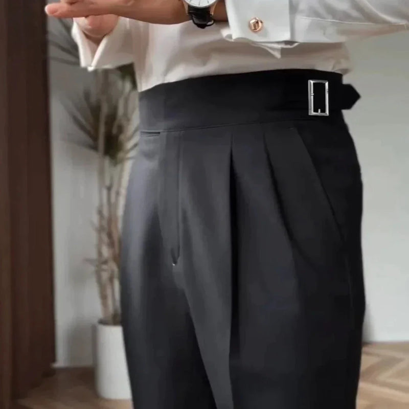 Men’s High-Waist Pleated Trousers
