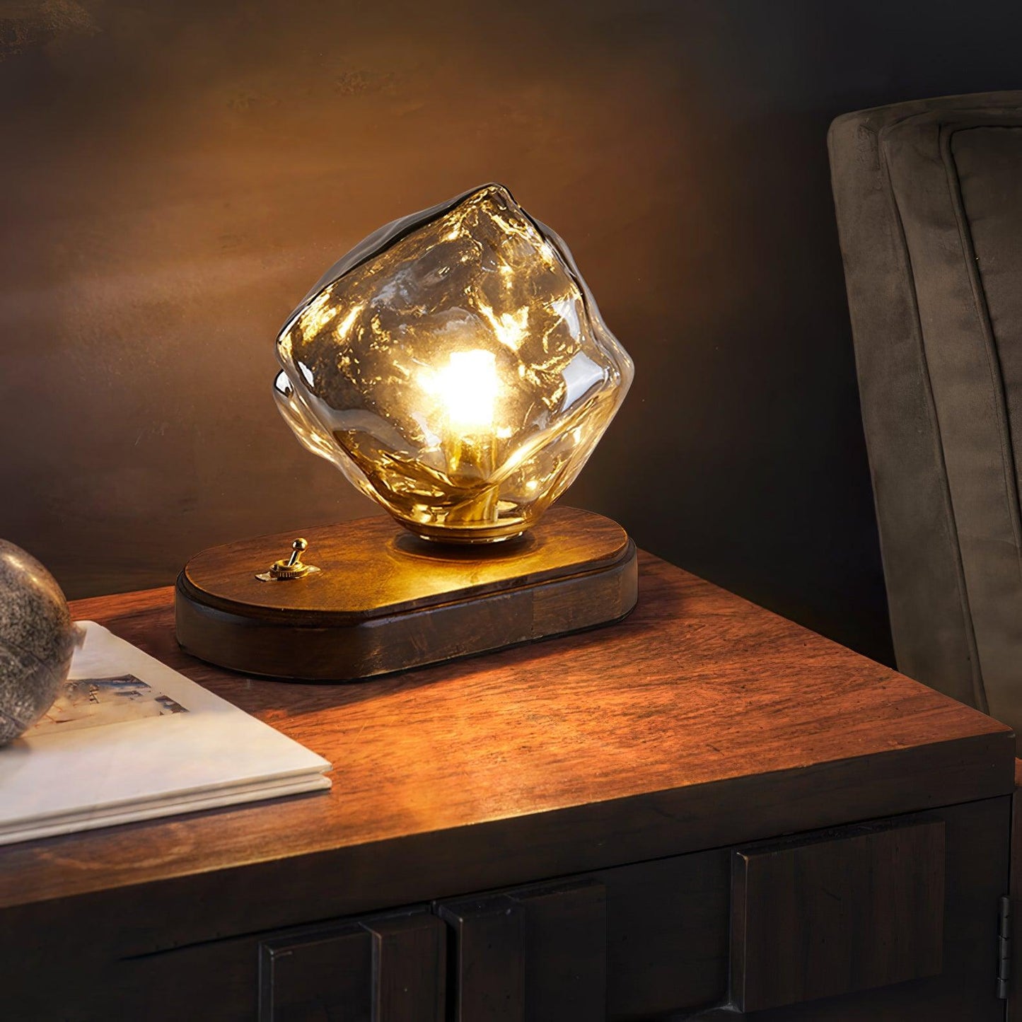 LumaStone - Modern Ice Stone Glass Table Lamp