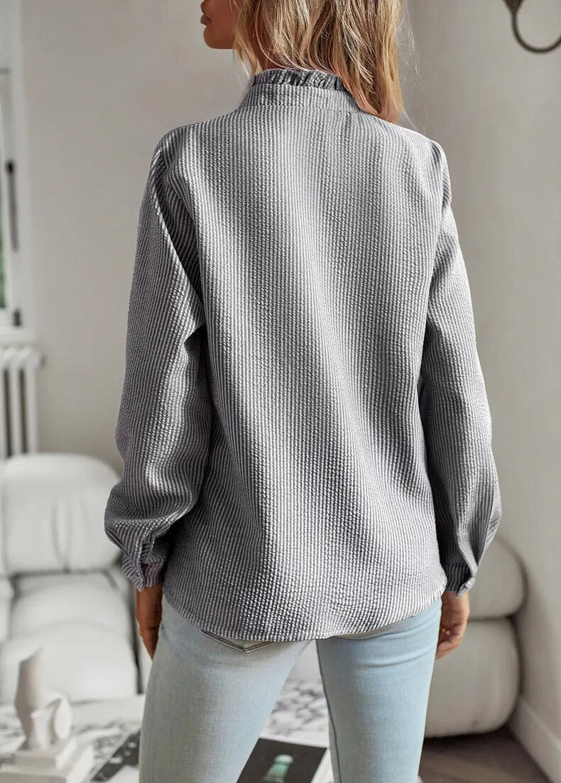 Lisbeth – Striped Long Sleeve Women's Blouse