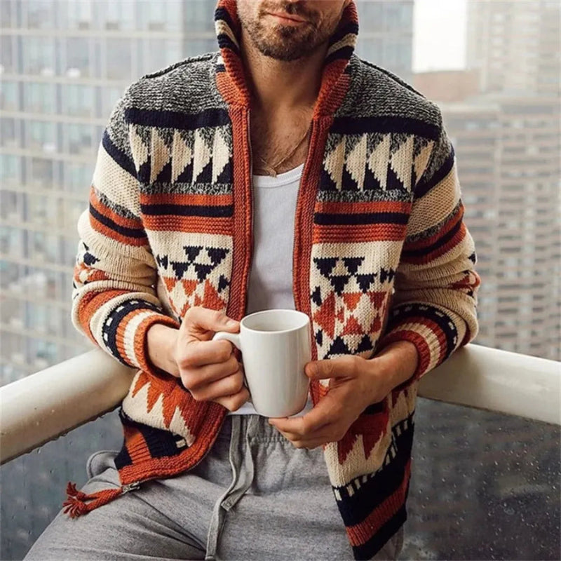Harlow – Men's Zip-Up Jacquard Cardigan