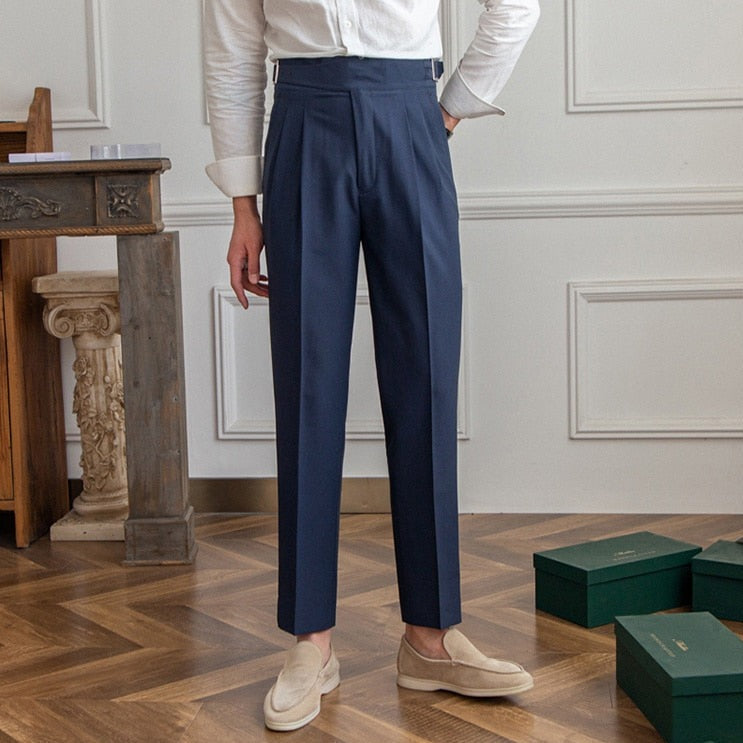 Men’s High-Waist Pleated Trousers