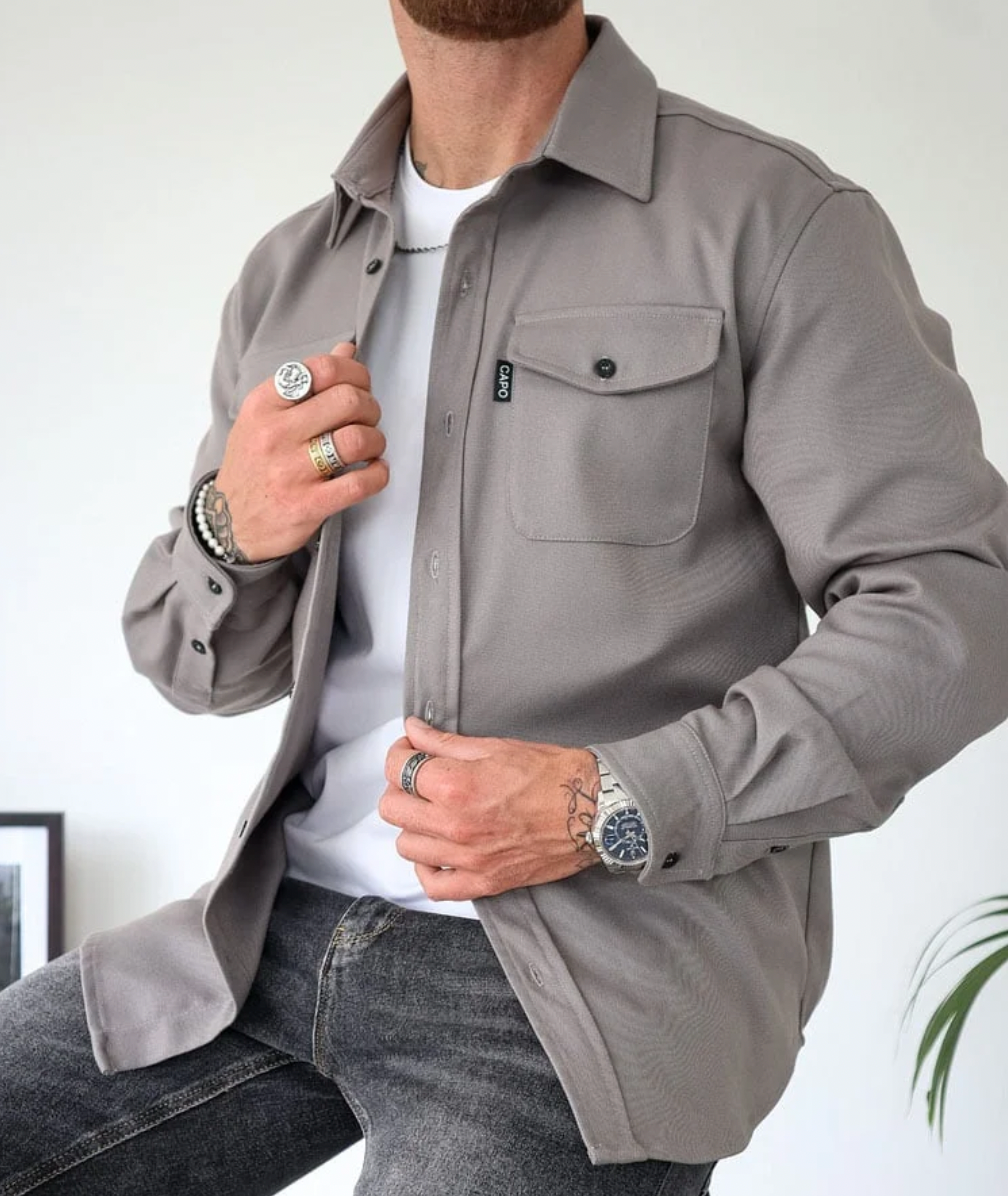 Variant image for Jeff - Classic Longsleeve Shirt for Men with Functional Chest Pockets-13