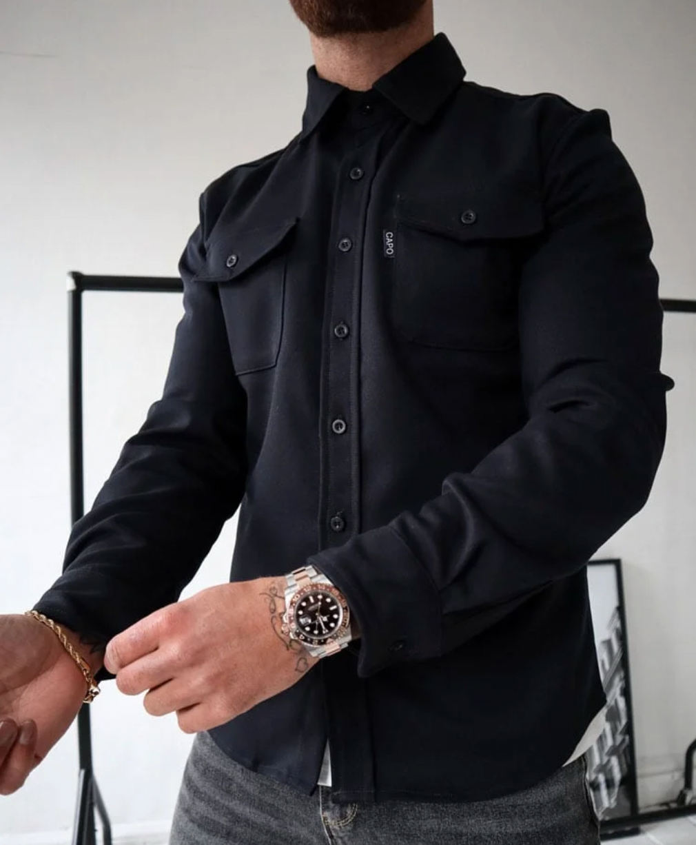 Variant image for Jeff - Classic Longsleeve Shirt for Men with Functional Chest Pockets-25