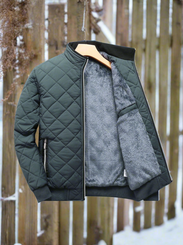 Men’s Bomber Jacket – Quilted Design – Soft Lining – Ribbed Trim – Zipped Pockets 0