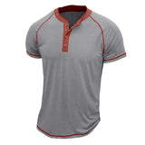 Men's Cotton Blend Short Sleeve Henley T-Shirt with Contrast Stitching – Casual Regular Fit 5