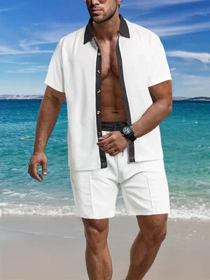 Men's Cotton Blend Shorts and Shirt Set – Relaxed Fit Casual Summer Wear for Men 1