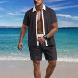 Men's Cotton Blend Shorts and Shirt Set – Relaxed Fit Casual Summer Wear for Men 2