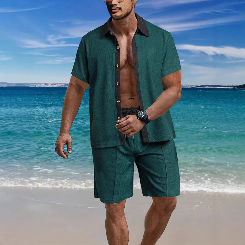 Men's Cotton Blend Shorts and Shirt Set – Relaxed Fit Casual Summer Wear for Men 3