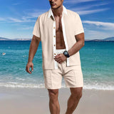 Men's Cotton Blend Shorts and Shirt Set – Relaxed Fit Casual Summer Wear for Men 4