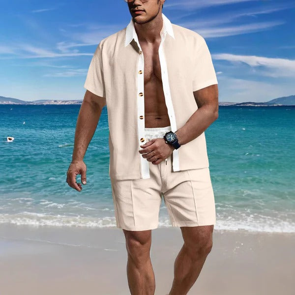 Men's Cotton Blend Shorts and Shirt Set – Relaxed Fit Casual Summer Wear for Men 4