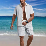 Men's Cotton Blend Shorts and Shirt Set – Relaxed Fit Casual Summer Wear for Men 5