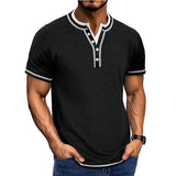 Men's Cotton Henley T-Shirt with Ribbed Trim – Classic Fit Short Sleeve Casual Shirt for Spring/Summer 1