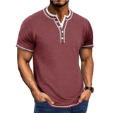 Men's Cotton Henley T-Shirt with Ribbed Trim – Classic Fit Short Sleeve Casual Shirt for Spring/Summer 2