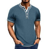 Men's Cotton Henley T-Shirt with Ribbed Trim – Classic Fit Short Sleeve Casual Shirt for Spring/Summer 3