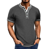 Men's Cotton Henley T-Shirt with Ribbed Trim – Classic Fit Short Sleeve Casual Shirt for Spring/Summer 4