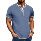 Men's Cotton Henley T-Shirt with Ribbed Trim – Classic Fit Short Sleeve Casual Shirt for Spring/Summer 5