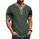 Men's Cotton Henley T-Shirt with Ribbed Trim – Classic Fit Short Sleeve Casual Shirt for Spring/Summer 6